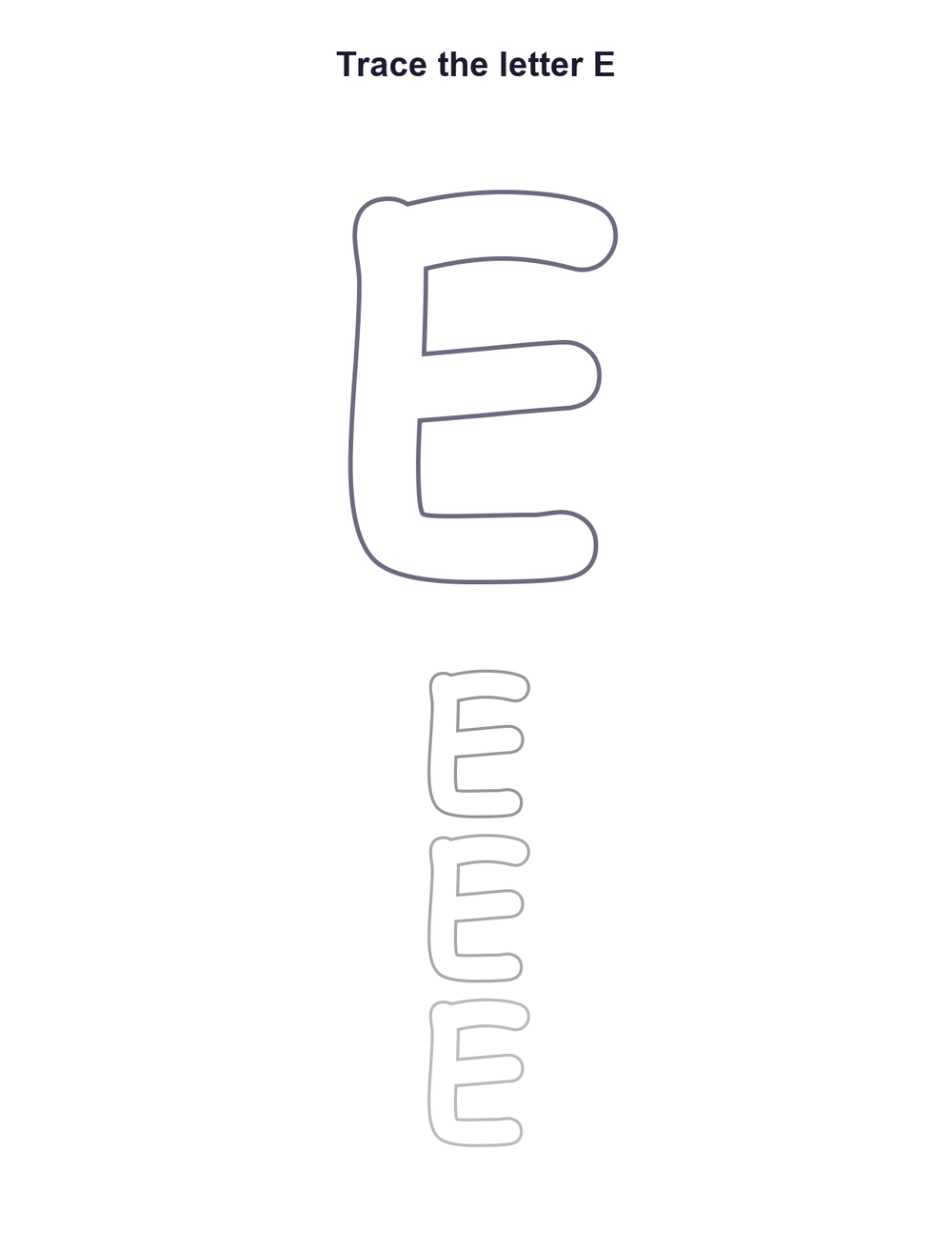 Letter E Tracing Worksheet