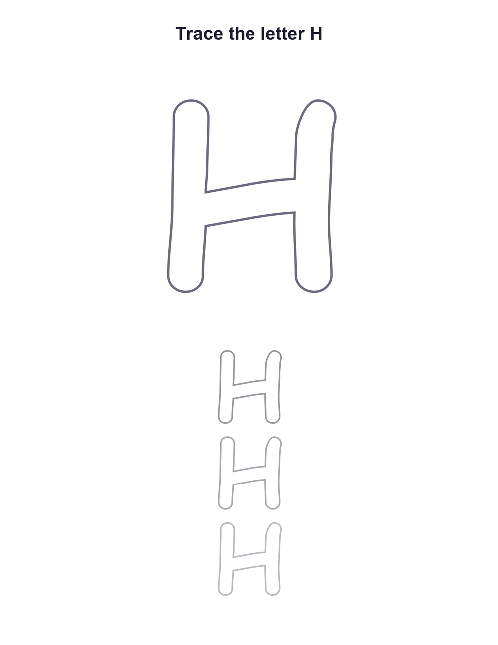 Letter H Tracing Worksheet