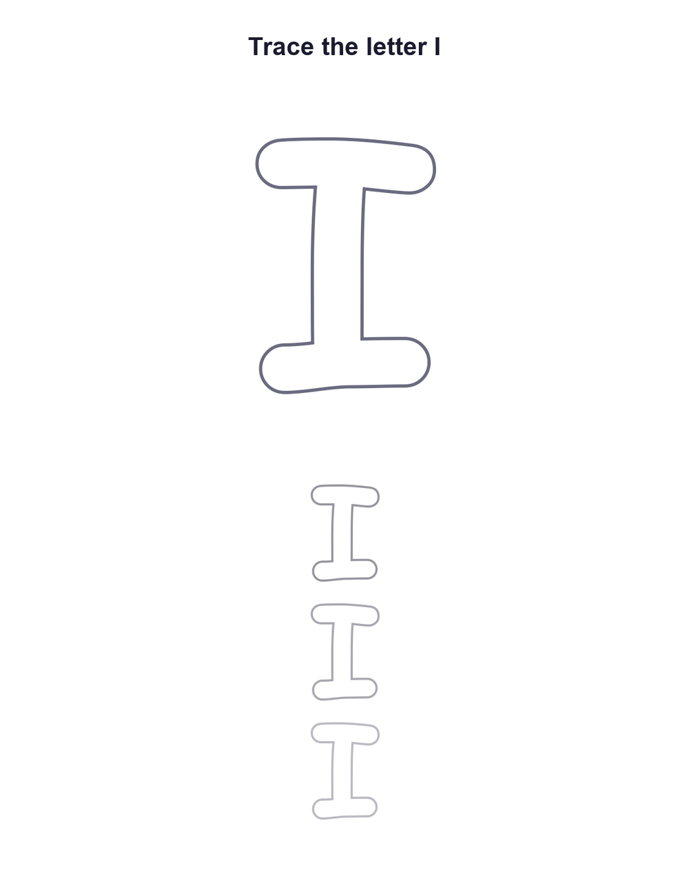 Letter I Tracing Worksheet