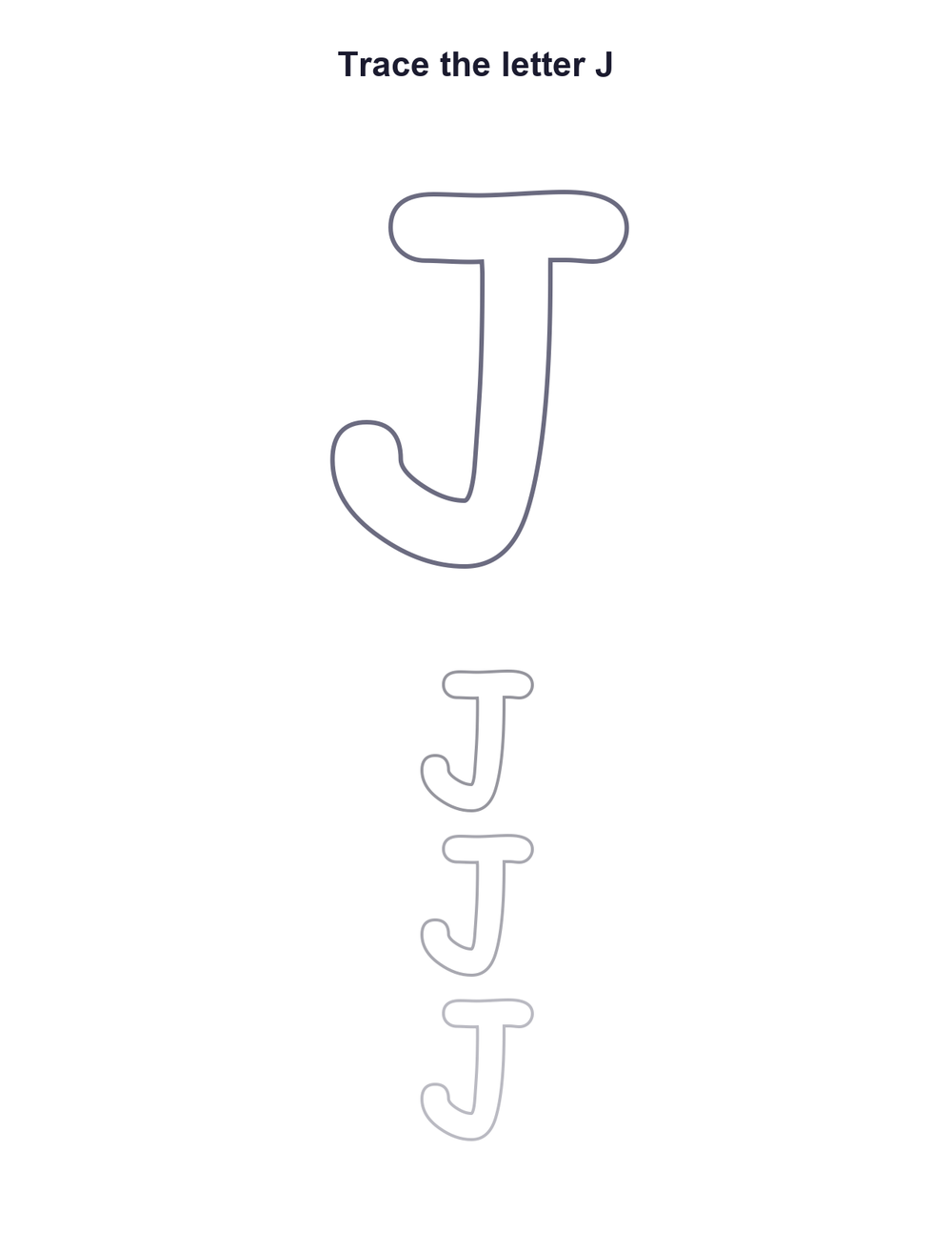 Letter J Tracing Worksheet