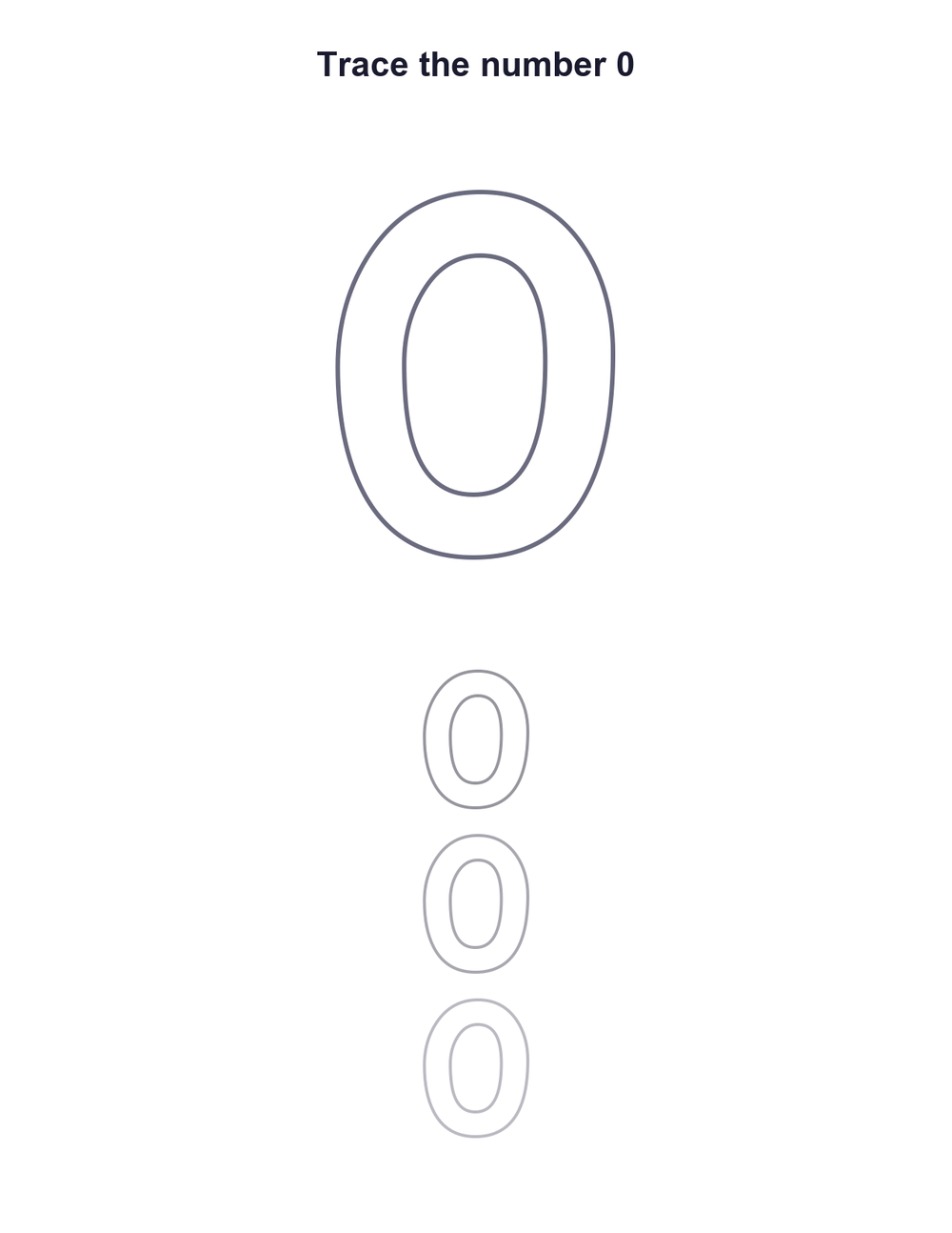 Number 0 Tracing Worksheet