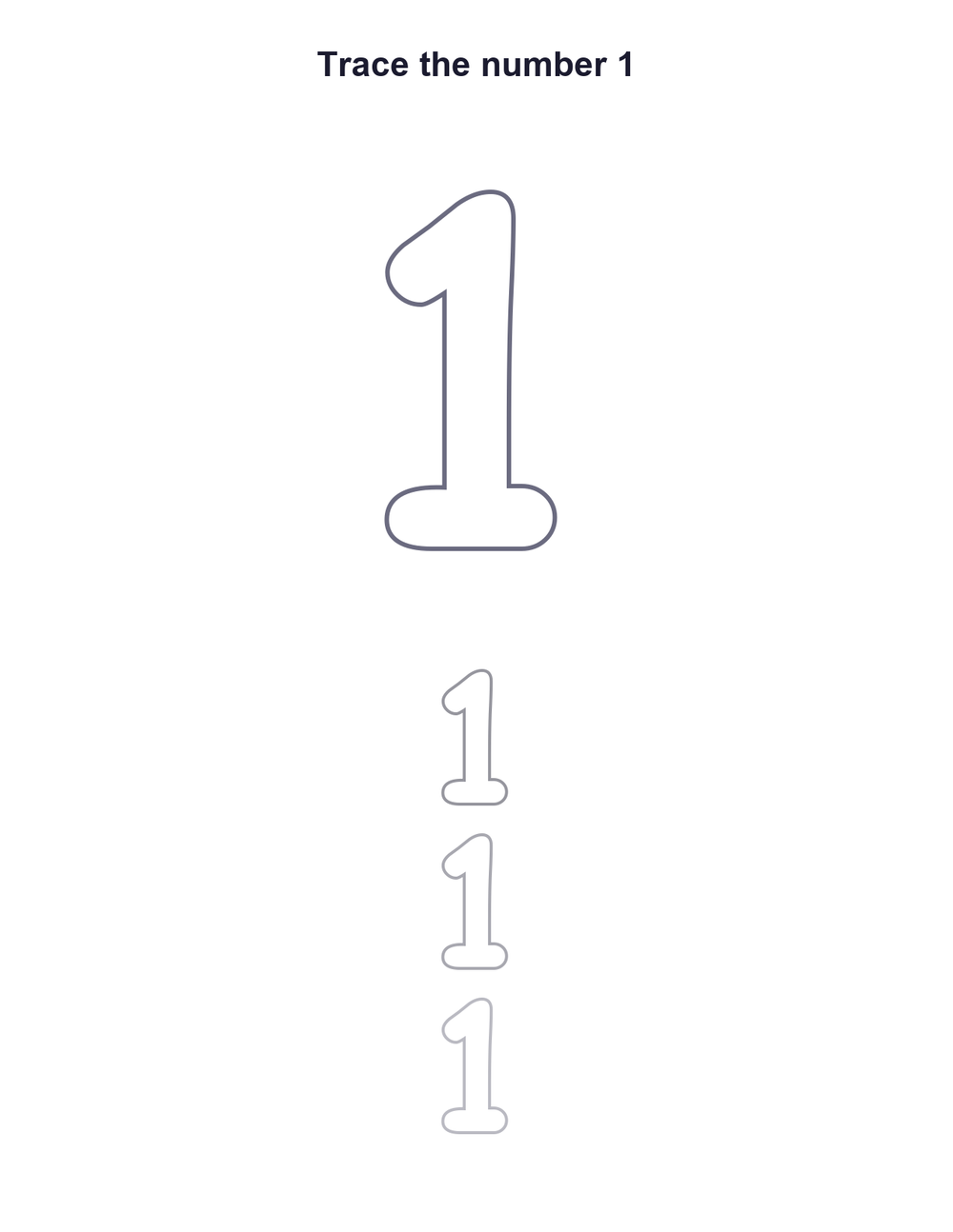 Number 1 Tracing Worksheet
