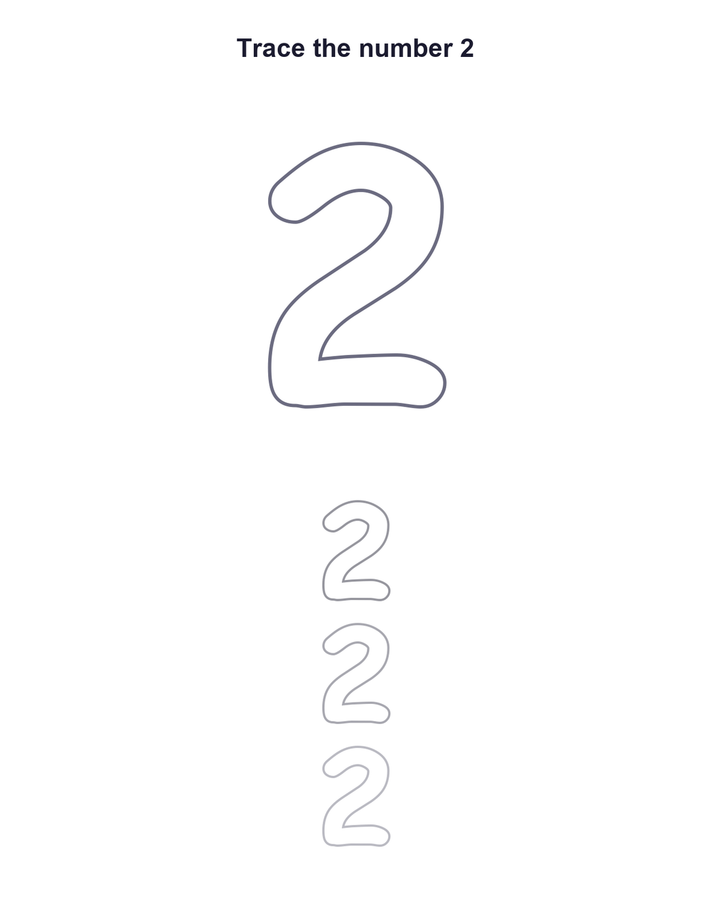Number 2 Tracing Worksheet