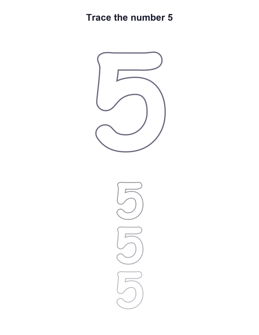 Number 5 Tracing Worksheet