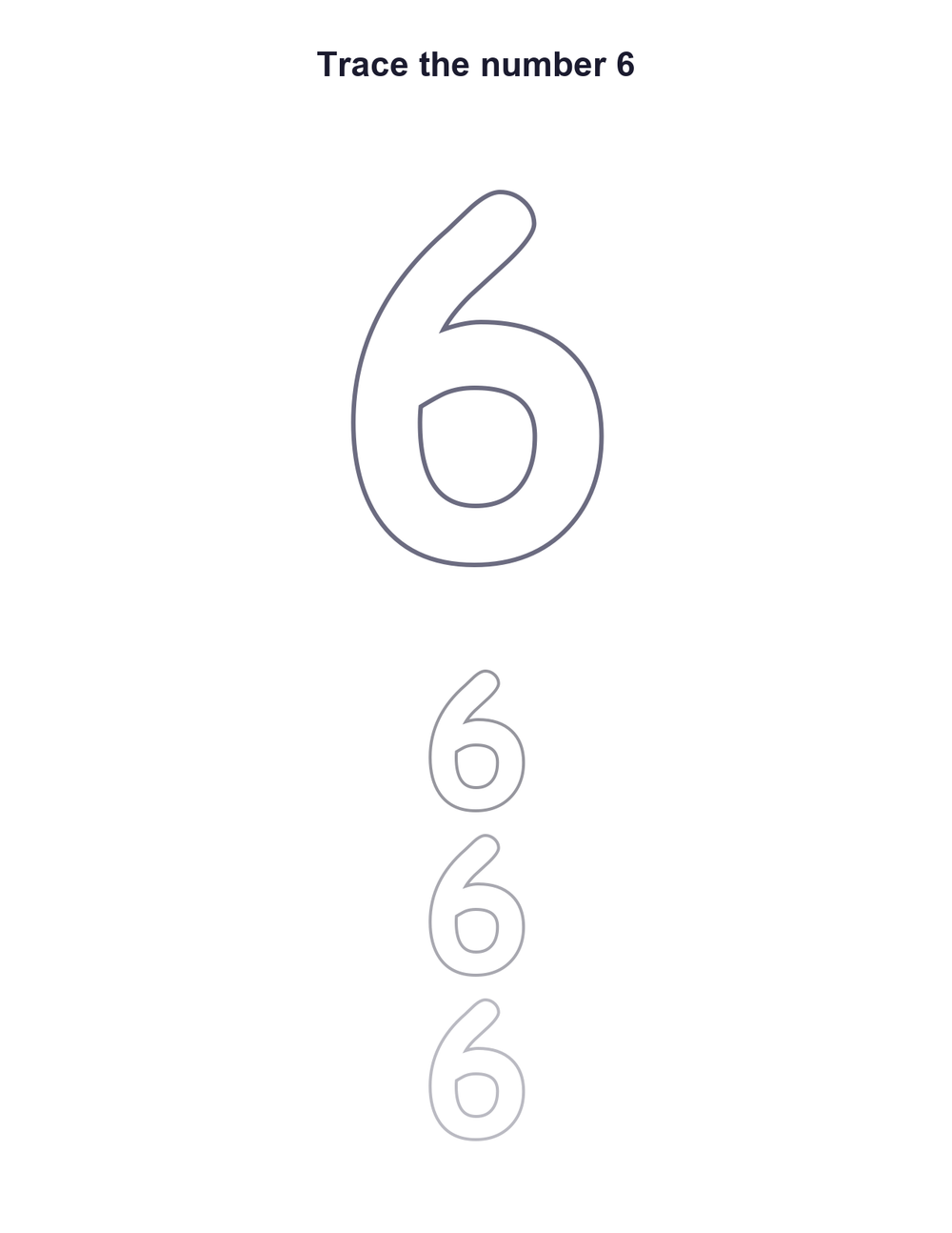 Number 6 Tracing Worksheet