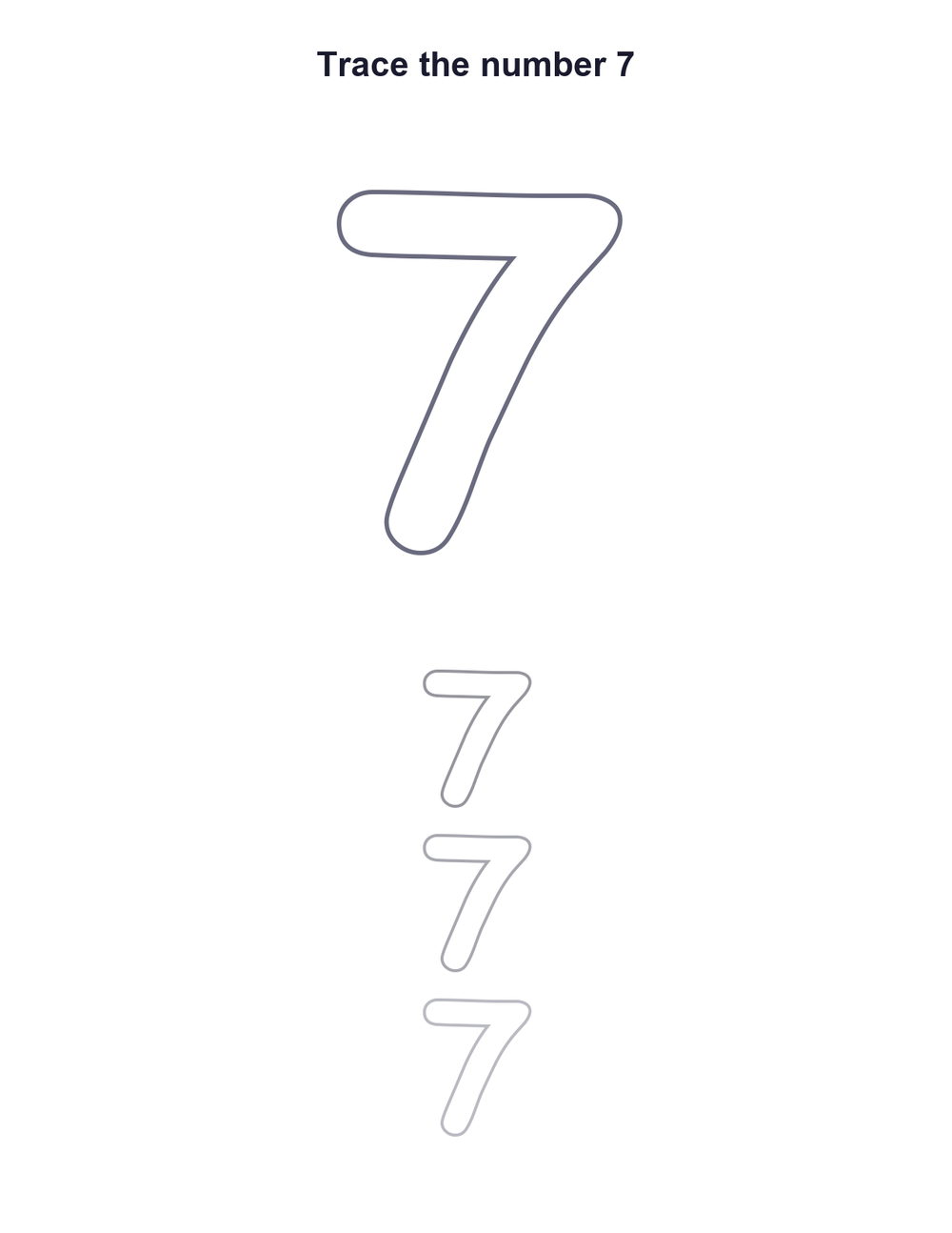 Number 7 Tracing Worksheet